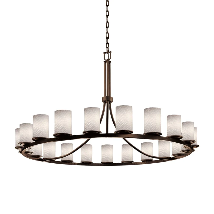 Justice Design Group Fusion 21 Light 60" Wide Pillar Candle Style Chandelier with Weave-Patterned Glass Shades - Image 1
