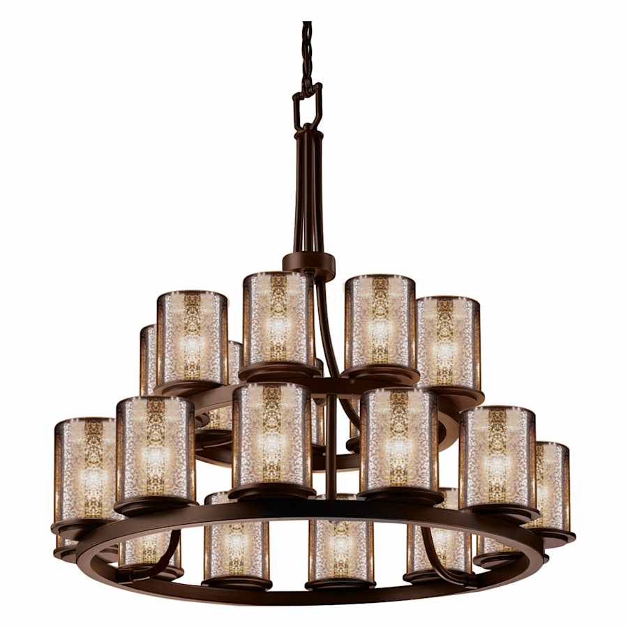 Justice Design Group Fusion 33" Wide Ring Chandelier with Mercury Shades - Image 1