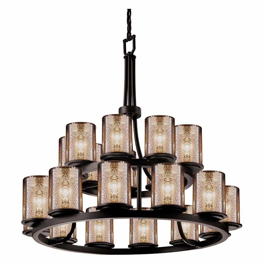 Justice Design Group Fusion 33" Wide Ring Chandelier with Mercury Shades - Image 3