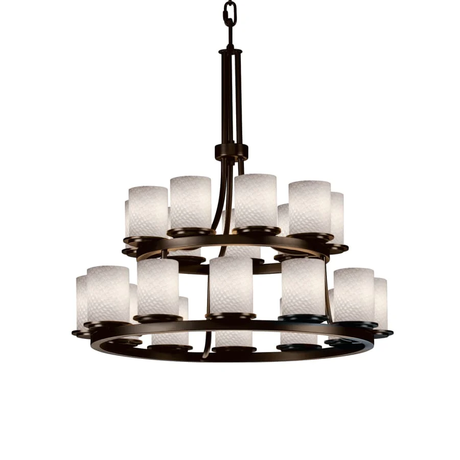 Justice Design Group Fusion 21 Light 33" Wide Pillar Candle Style Chandelier with Weave-Patterned Glass Shades - Image 1