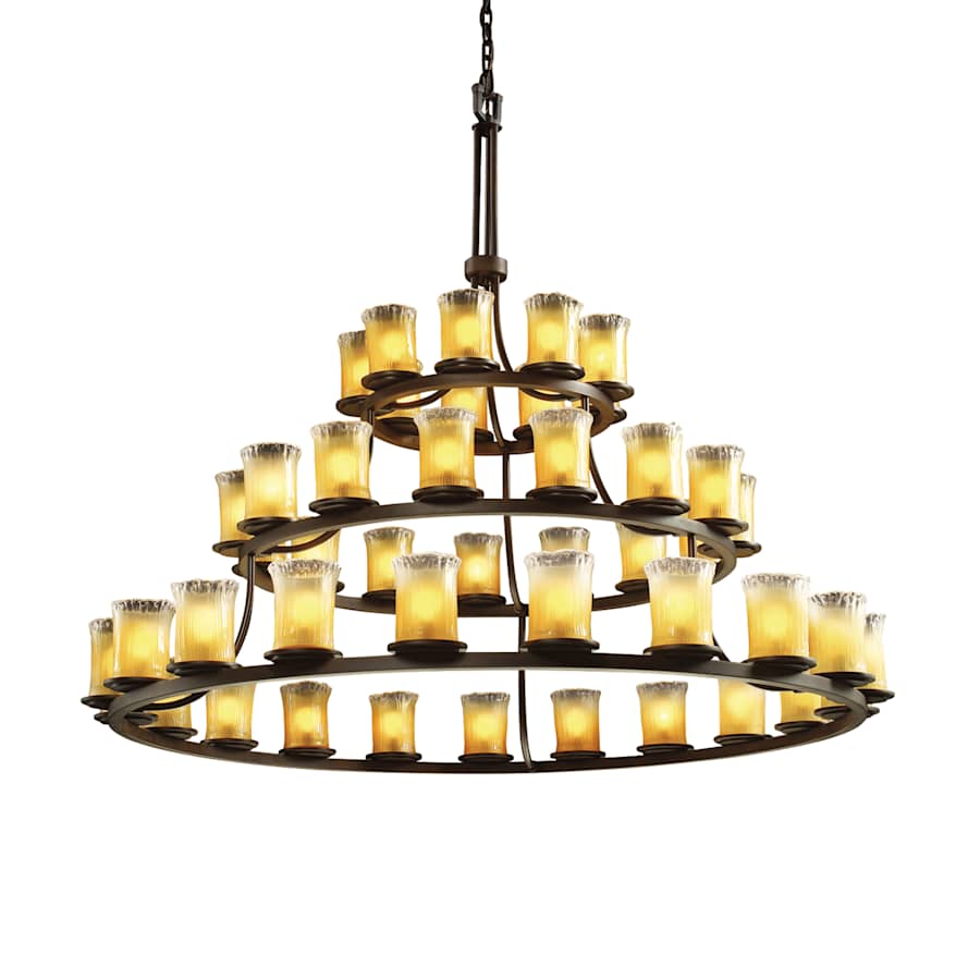 Justice Design Group Veneto Luce 60" Wide Ring Chandelier with Gold Shades - Image 2