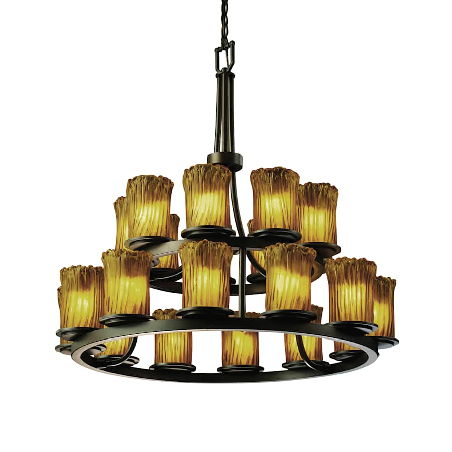 Justice Design Group Veneto Luce 33" Wide Ring Chandelier with Amber Shades - Image 1