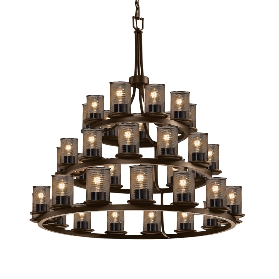 Justice Design Group Wire Mesh 36 Light 42" Wide Pillar Candle Ring Chandelier with Wire Mesh Shades - Image 1