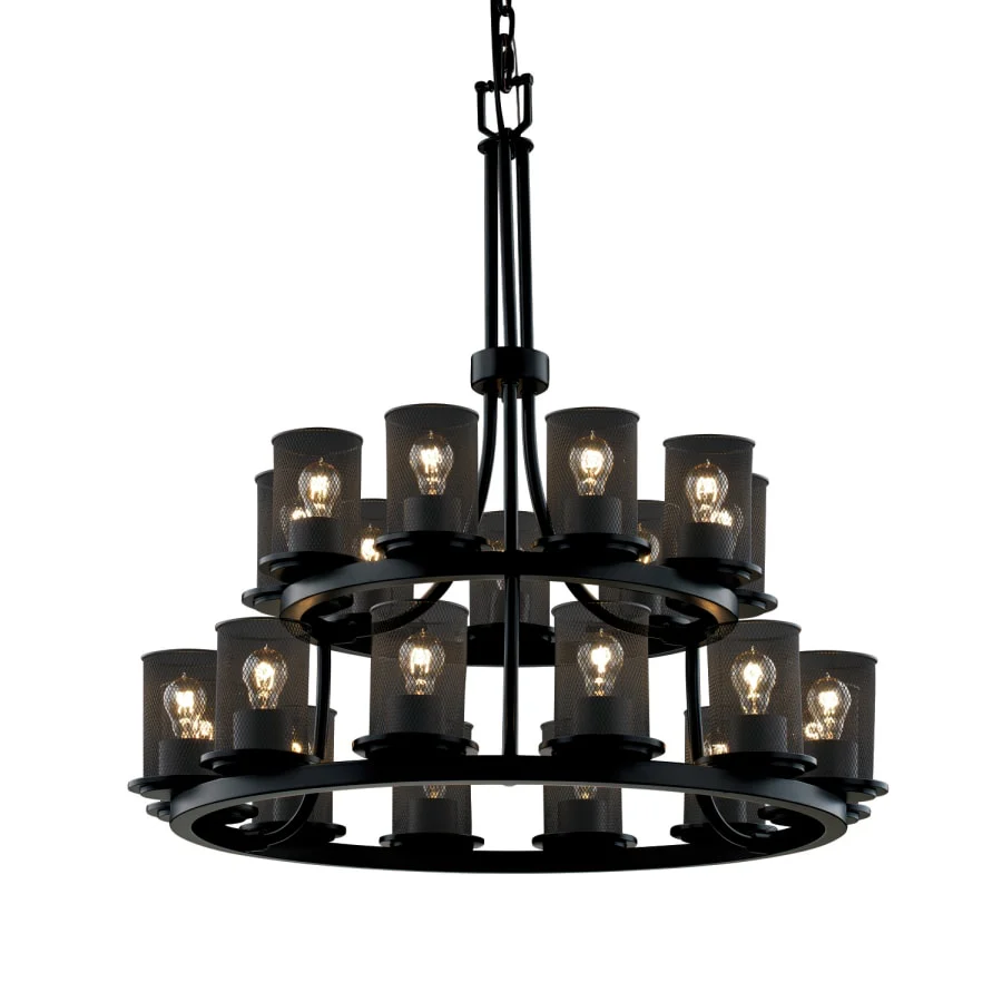 Justice Design Group Wire Mesh 21 Light 33" Wide Pillar Candle Style Chandelier with Wire Mesh Shades - Image 1