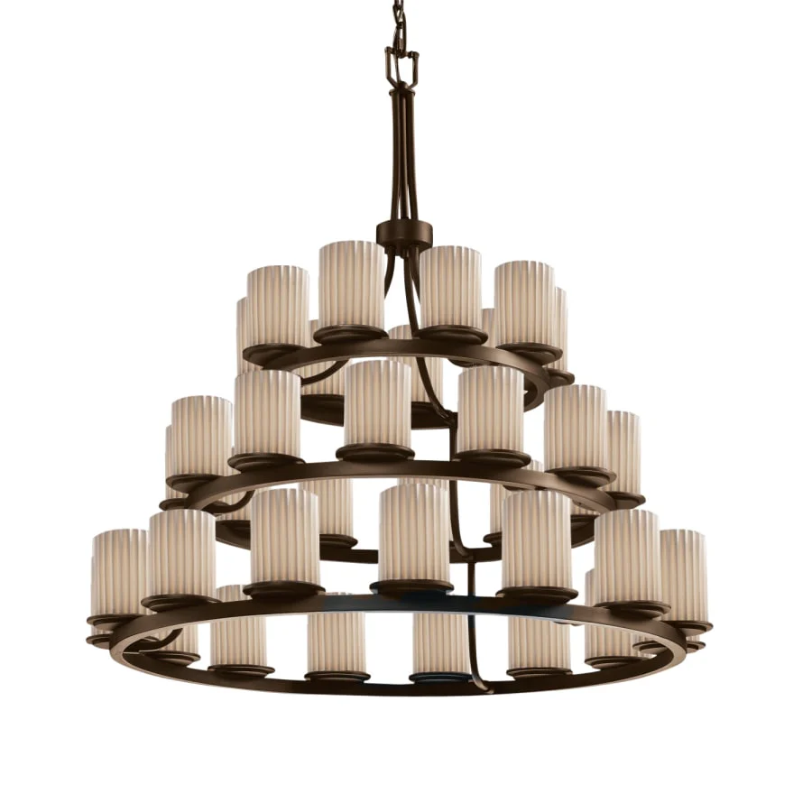 Justice Design Group Limoges 36 Light 42" Wide Candle Style Chandelier with Porcelain Pleated Shades - Image 1