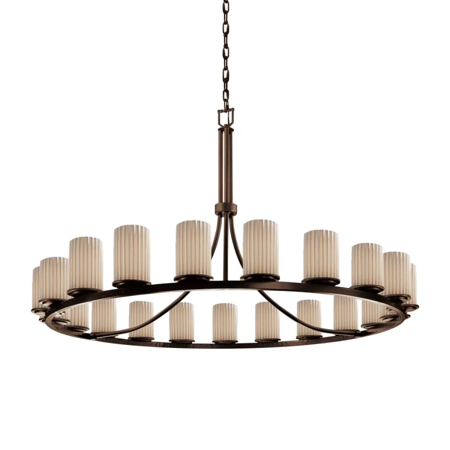 Justice Design Group Limoges 21 Light 60" Wide Candle Style Chandelier with Porcelain Pleated Shades - Image 1