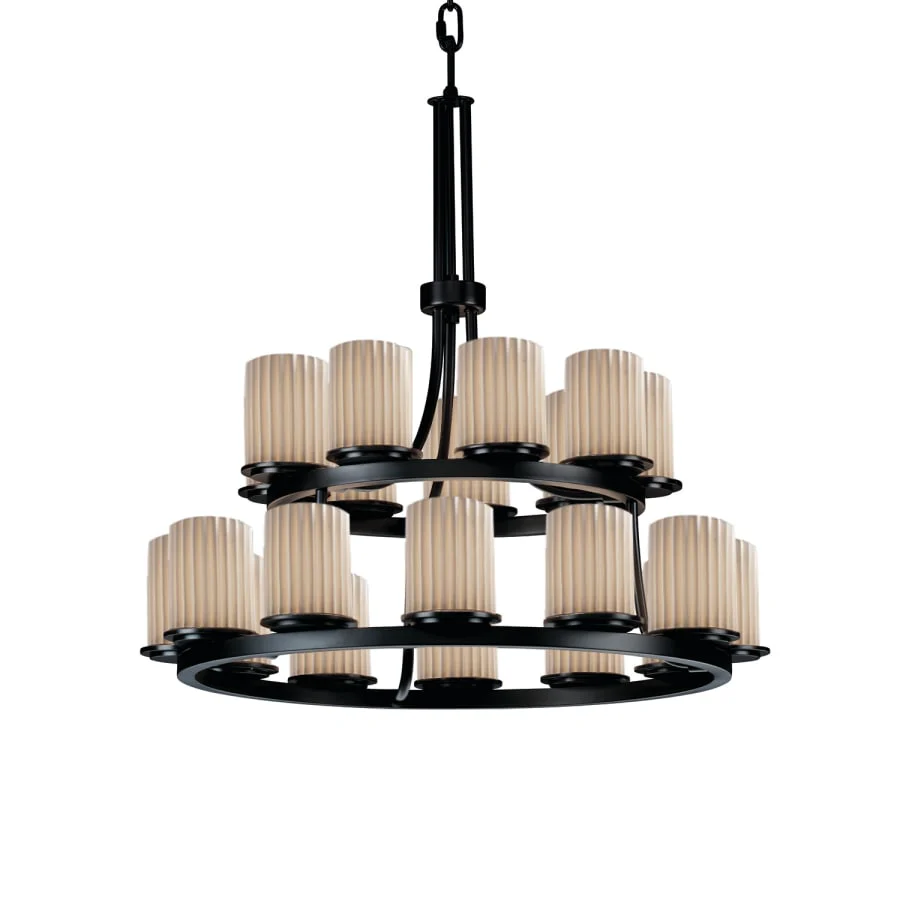 Justice Design Group Limoges 21 Light 33" Wide Pillar Candle Chandelier with Translucent Porcelain Shades - Image 1