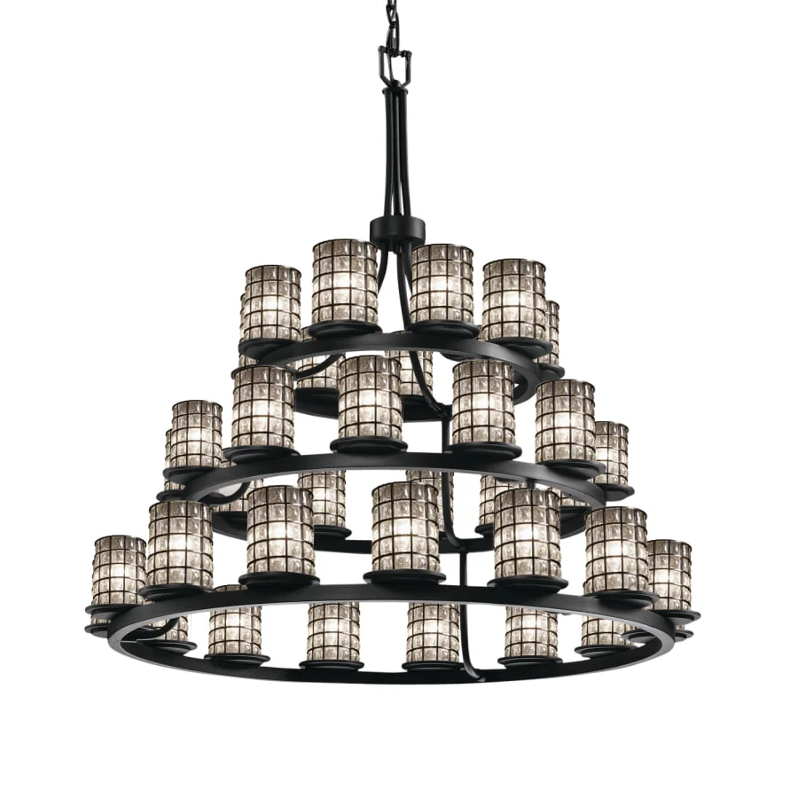 Justice Design Group Wire Glass 36 Light 42" Wide Pillar Candle Style Chandelier with Clear, Bubble Glass Shades - Image 1