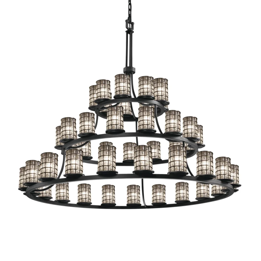 Justice Design Group Wire Glass 45 Light 60" Wide Pillar Candle Style Chandelier with Clear, Bubble Glass Shades - Image 1