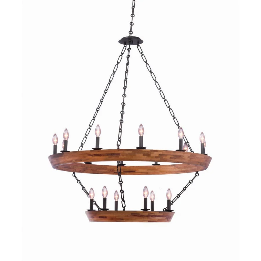 Kalco Lansdale 18 Light 42" Wide Wrought Iron Ring Chandelier - Image 1