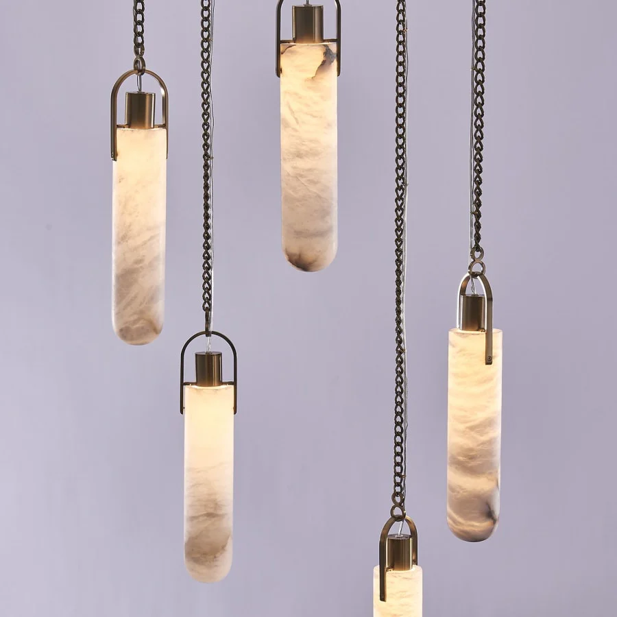 Kalco Flint Additions 24" Wide LED Multi Light Pendant with Alabaster Shades - Image 3