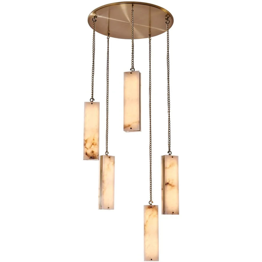 Kalco Vertical 28" Wide LED Multi Light Pendant with Alabaster Shades - Image 2