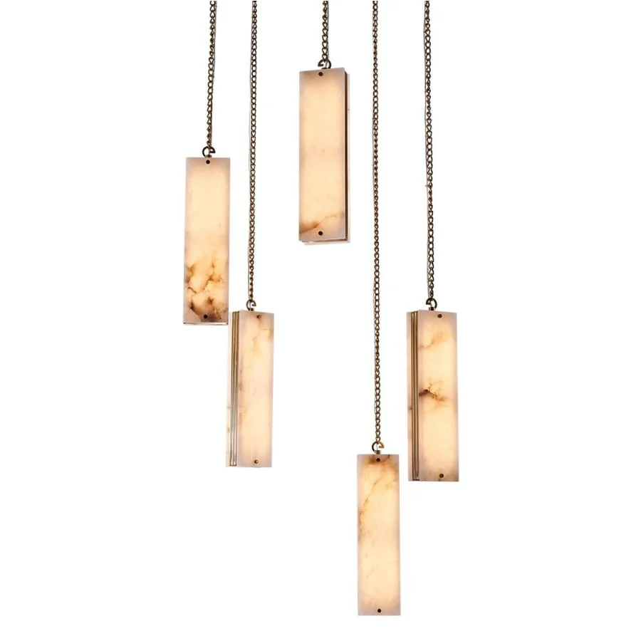 Kalco Vertical 28" Wide LED Multi Light Pendant with Alabaster Shades - Image 1