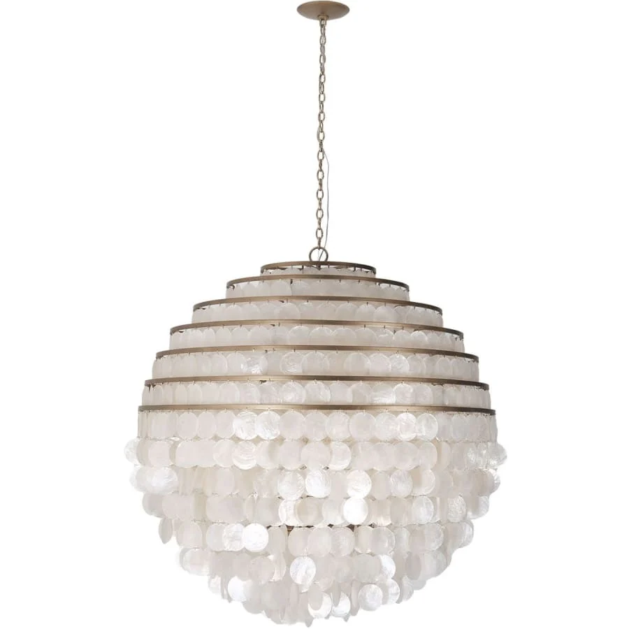 Kalco Sphere 8 Light 36" Wide Pendant with Hanging Capiz Shells - Image 2