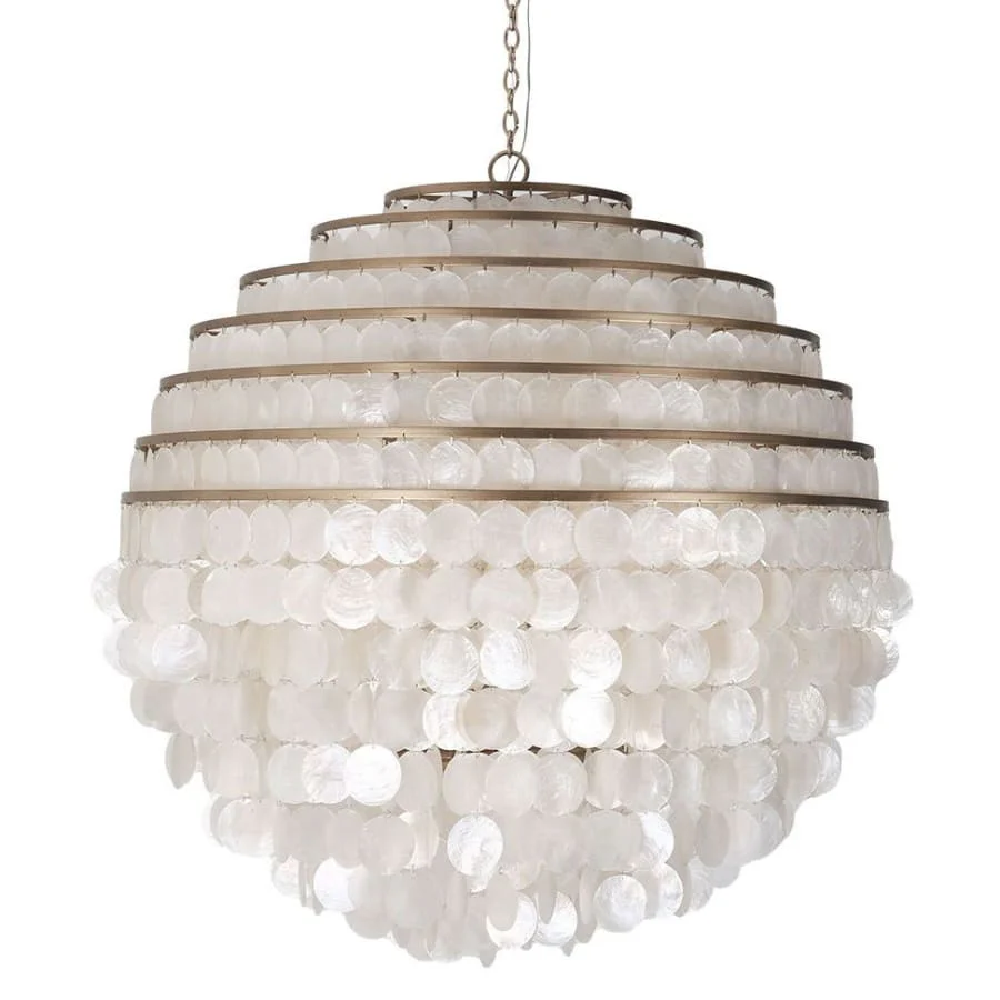 Kalco Sphere 8 Light 36" Wide Pendant with Hanging Capiz Shells - Image 1
