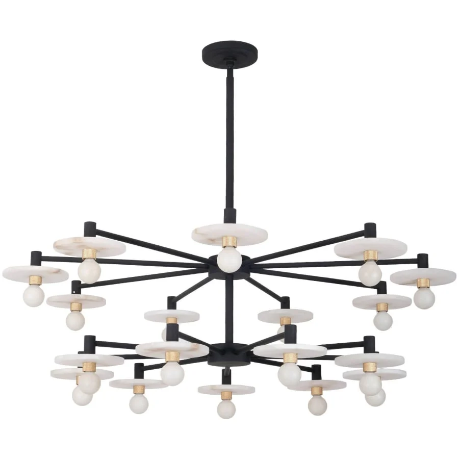 Kalco Discus 18 Light 42" Wide Chandelier with Alabaster Shades - Image 1