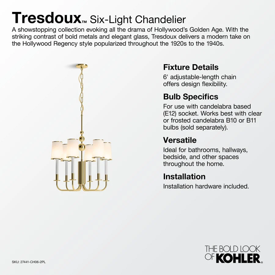 Kohler Lighting Tresdoux 6 Light 24" Wide Chandelier - Image 2