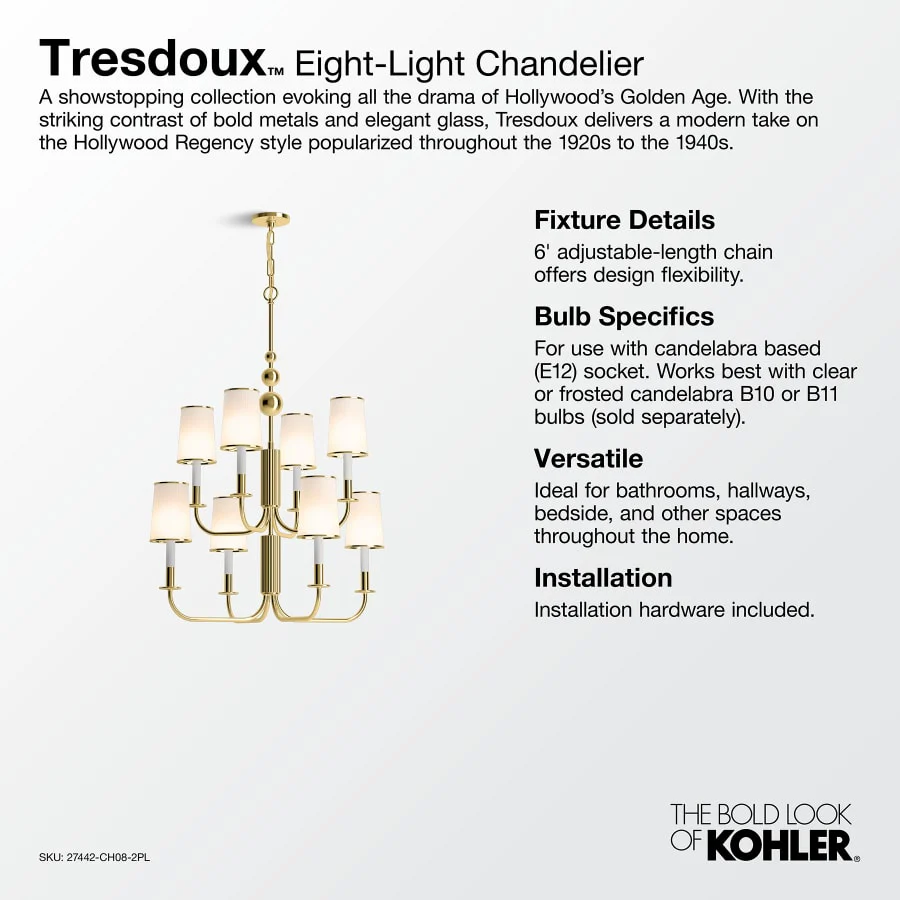 Kohler Lighting Tresdoux 8 Light 24" Wide Chandelier - Image 2