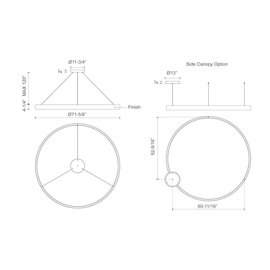 Kuzco Lighting Halo 71" Wide LED Drum Chandelier - Image 3