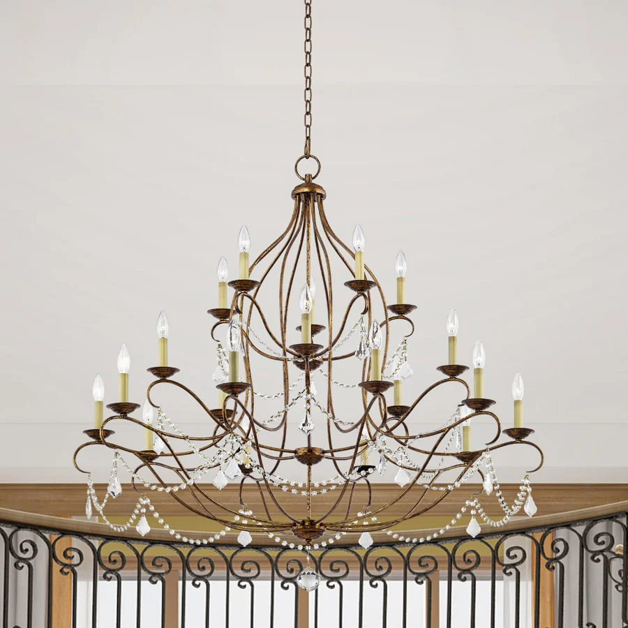 Livex Lighting Chesterfield 12 Light 3 Tier Chandelier with Crystal Accents - Image 3