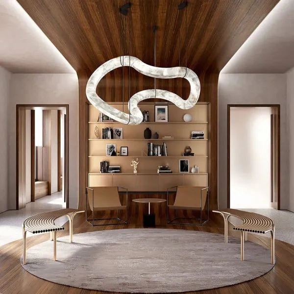 Alabaster Unique Curved Lake  Shape Chandelier - Image 2