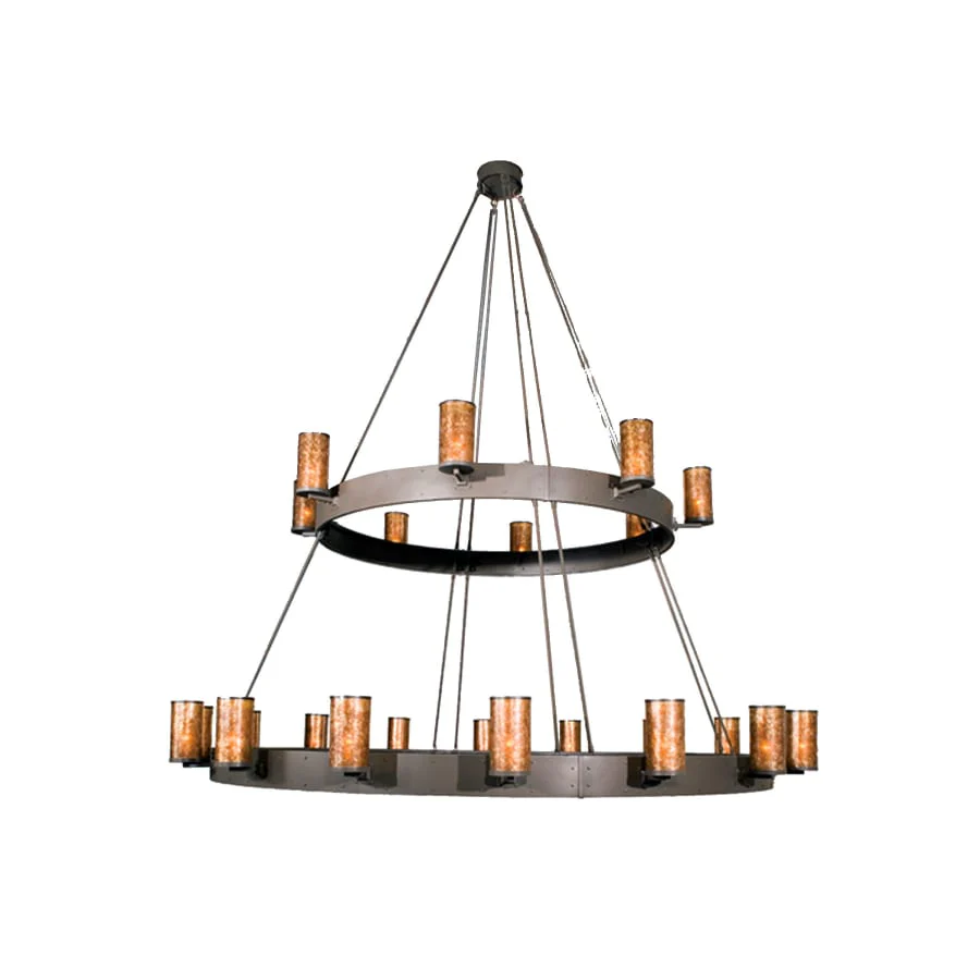 Meyda Tiffany Chappell 24 Light 165" Wide Pillar Candle Chandelier with Brown Mica Shade - Image 1