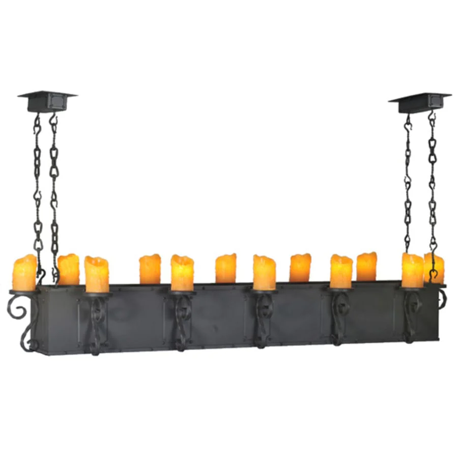 Meyda Tiffany Carpathian 12 Light 68" Wide Wrought Iron Linear Chandelier - Image 1