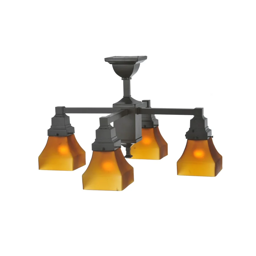 Meyda Tiffany 22" W Bungalow Frosted Amber 4 Light Chandelier - Image 1