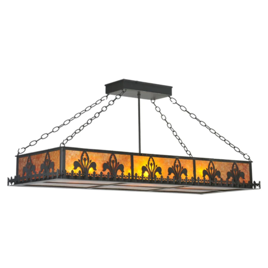 Meyda Tiffany Fleur-de-lis 6 Light 48" Wide Suspension Linear Pendant - Image 1
