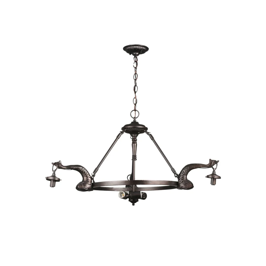 Meyda Tiffany 36" W Leaping Trout 3 Arm Chandelier - Image 1