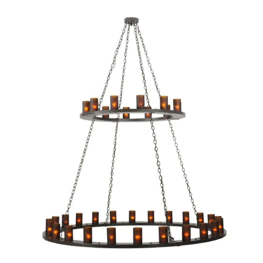 Meyda Tiffany Loxley 36 Light 72" Wide Pillar Candle Style Chandelier with Amber Glass Shades - Timeless Bronze Finish - Image 3