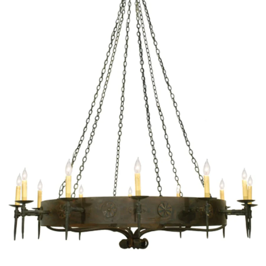 Meyda Tiffany Warwick 12 Light 72" Wide Taper Candle Style Chandelier - Hand Wrought Iron Finish - Image 1