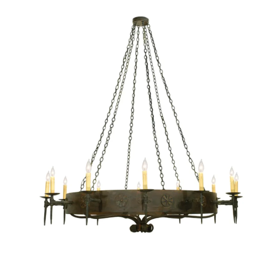 Meyda Tiffany Warwick 12 Light 72" Wide Taper Candle Style Chandelier - Hand Wrought Iron Finish - Image 2