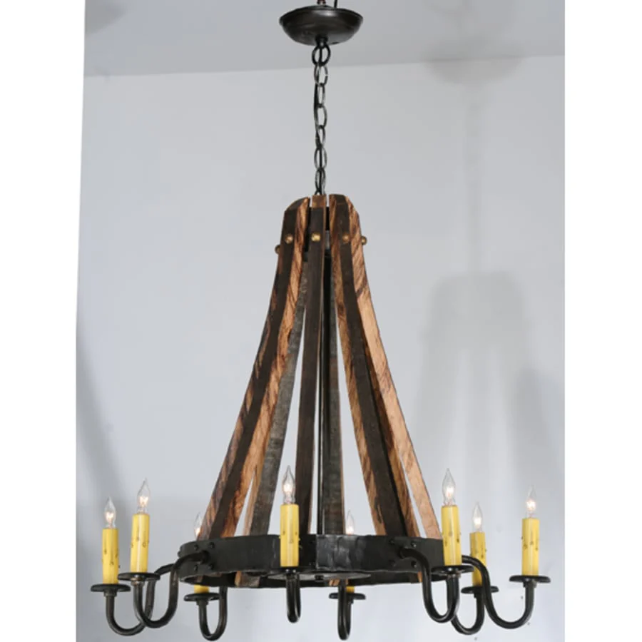 Meyda Tiffany Barrel Stave Madera 8 Light 27" Wide Taper Candle Style Chandelier - Image 2