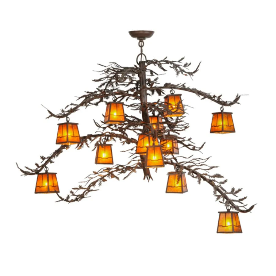 Meyda Tiffany Pine Branch Valley View 12 Light 48" Wide Chandelier - Cafe-Noir Finish - Image 1