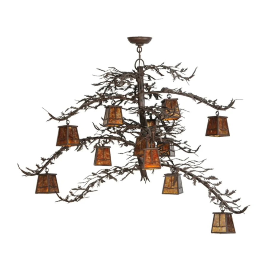 Meyda Tiffany Pine Branch Valley View 12 Light 48" Wide Chandelier - Cafe-Noir Finish - Image 2