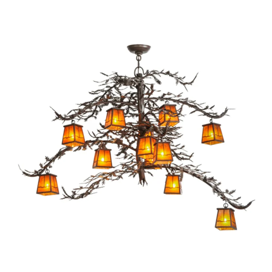 Meyda Tiffany Pine Branch Valley View 12 Light 48" Wide Chandelier - Cafe-Noir Finish - Image 3