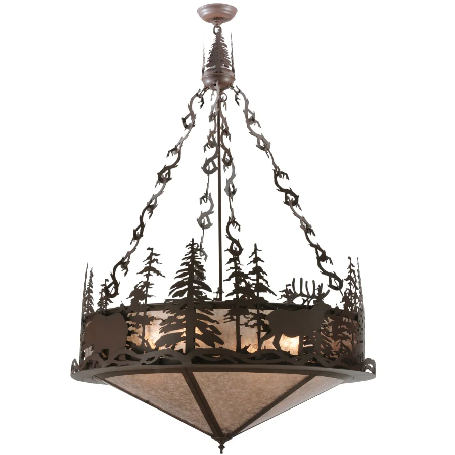 Meyda Tiffany 38" W Wildlife At Dusk Inverted Pendant - Image 1
