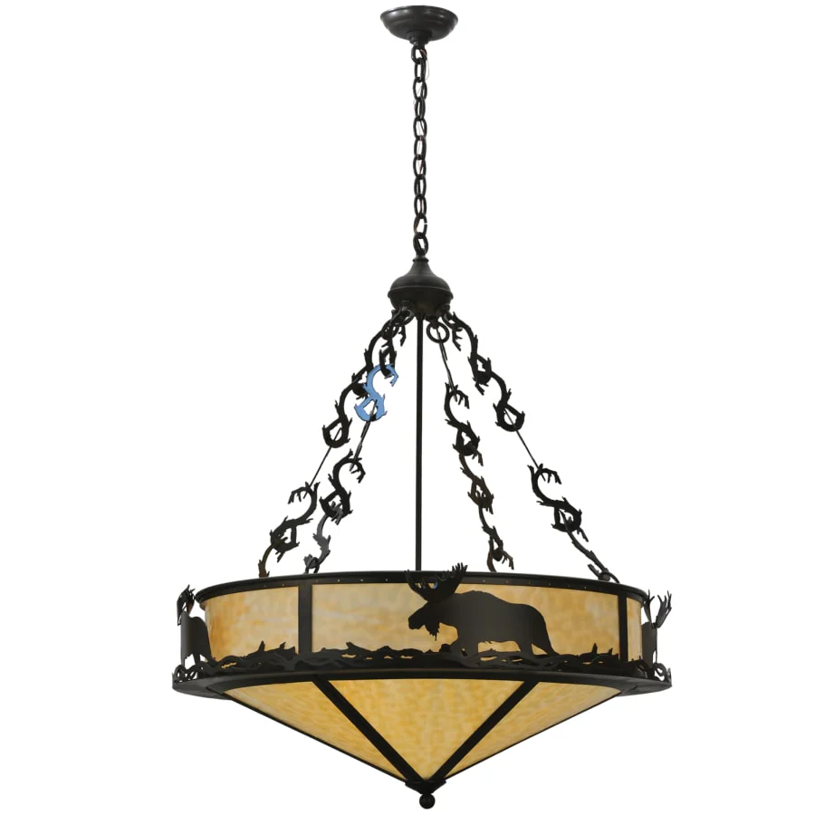 Meyda Tiffany 31" W Lone Moose Inverted Pendant - Image 1