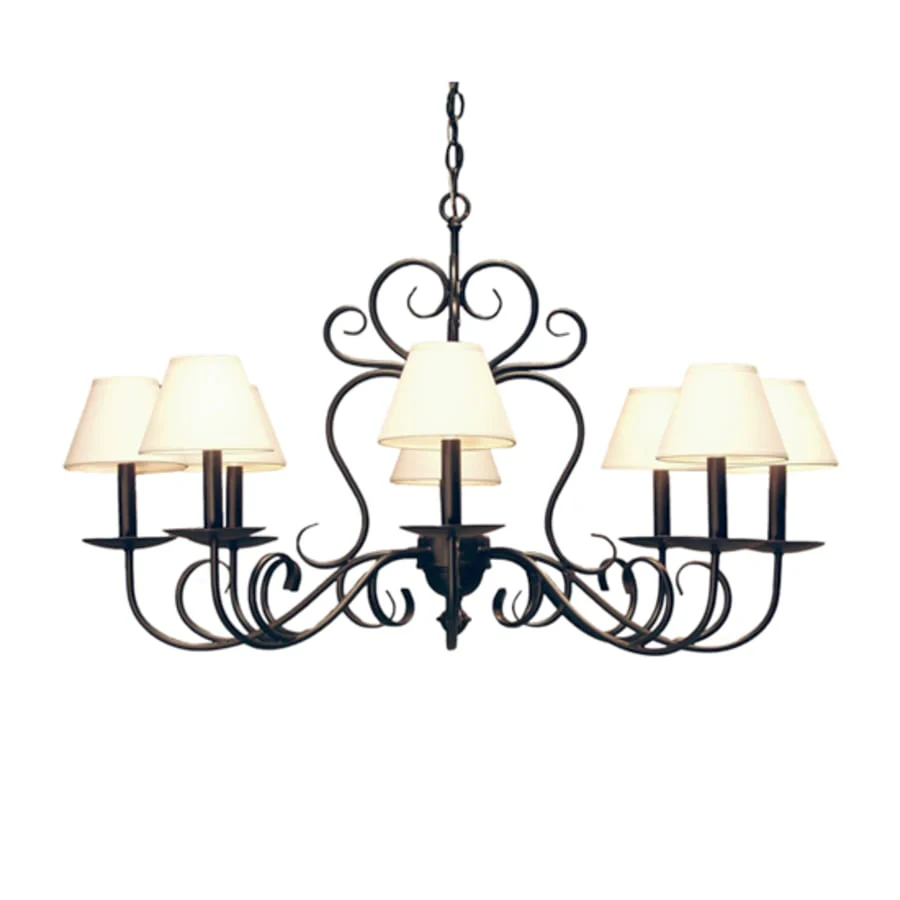 Meyda Tiffany Corrina 8 Light 36" Wide Chandelier with Cream Textrene Shades - Blackwash Finish - Image 1