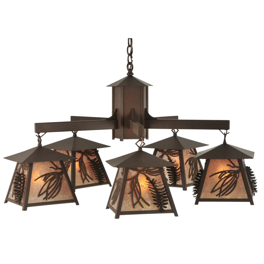 Meyda Tiffany 40" W Stillwater Scotch Pine 5 Light Chandelier - Image 1