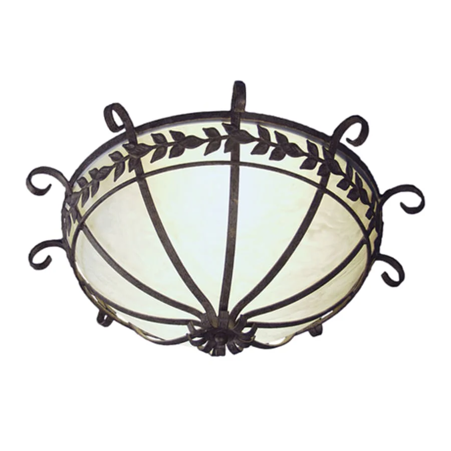 Meyda Tiffany Florentine 2 Light 24″ Wide Flush Mount Bowl Ceiling Fixture with White Shade – Pompeii Gold Finish