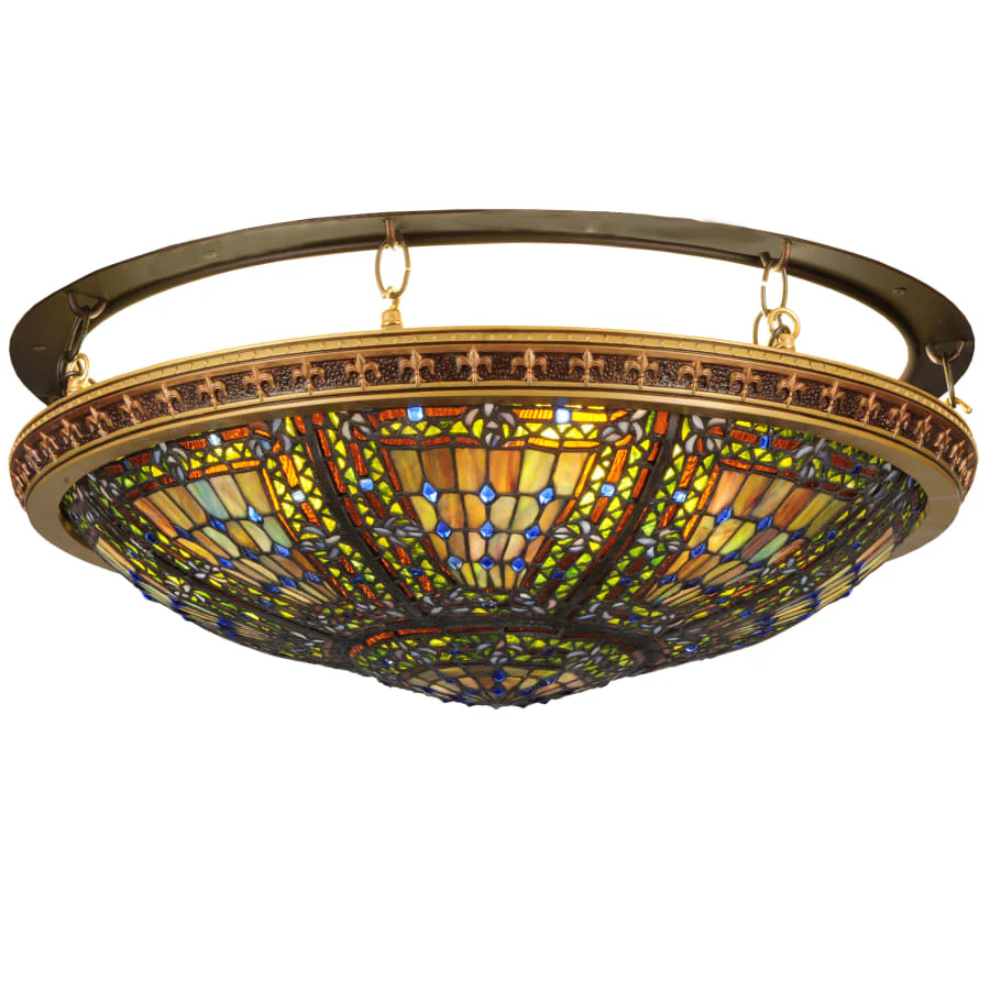 Meyda Tiffany 28" W Fleur-De-Lis Flush Mount Ceiling Fixture - Image 1