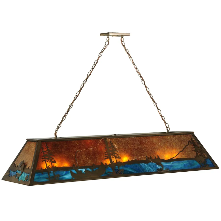 Meyda Tiffany 61" L Trout & Fisherman Island / Billiard Fixture - Image 1