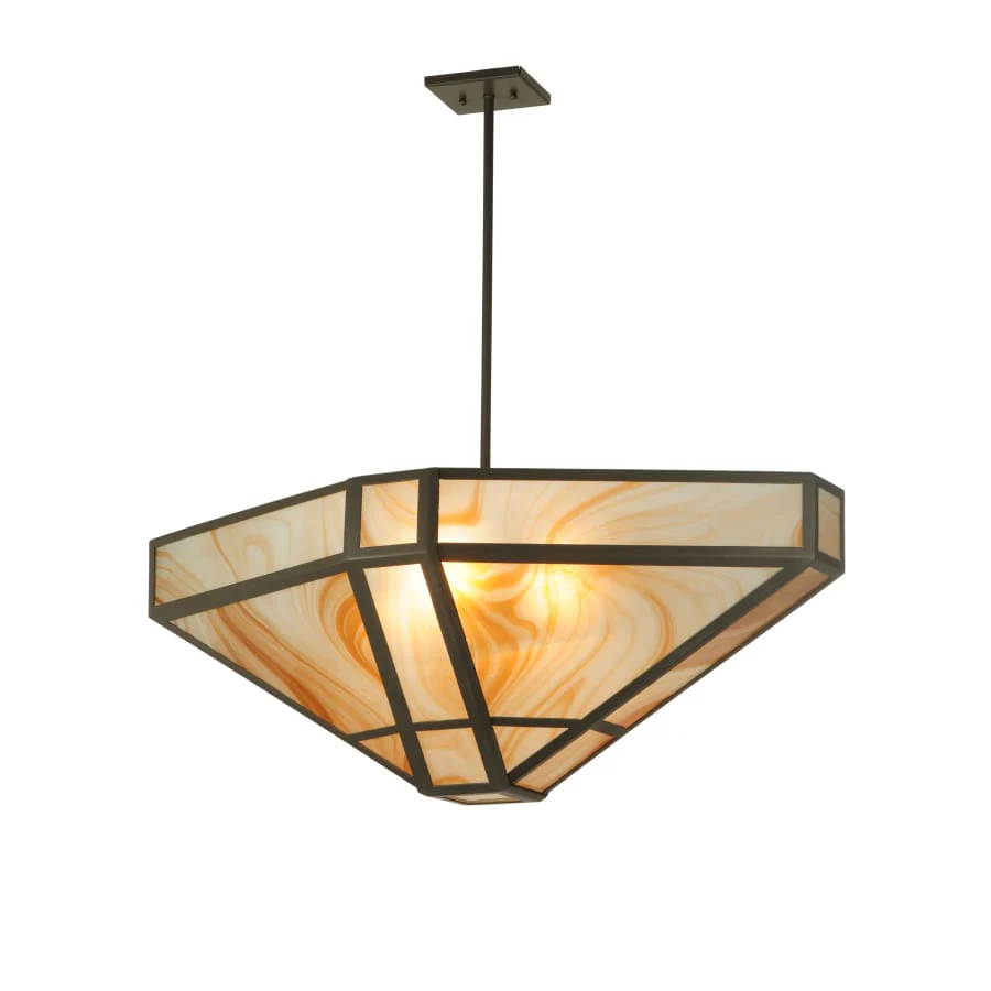 Meyda Tiffany 36.5" L Geometric Cognac Swirl Oblong Inverted Pendant - Image 1