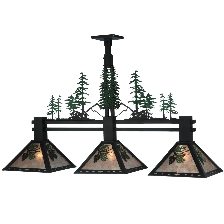 Meyda Tiffany 45" L Winter Pine 3 Light Island Chandelier - Image 1