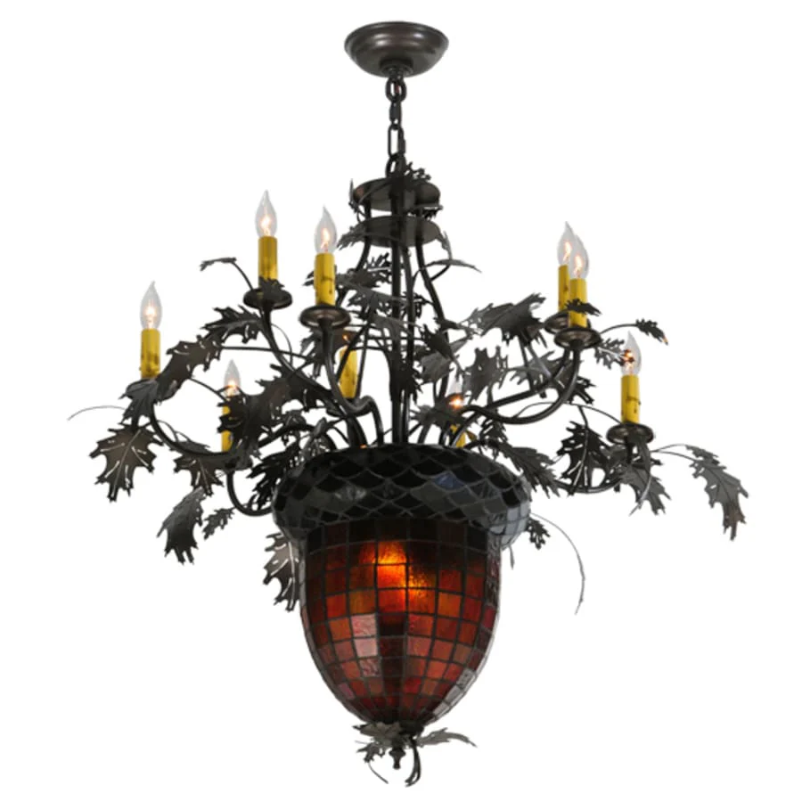 Meyda Tiffany Greenbriar Oak 11 Light 34" Wide Taper Candle Style Chandelier - Image 3
