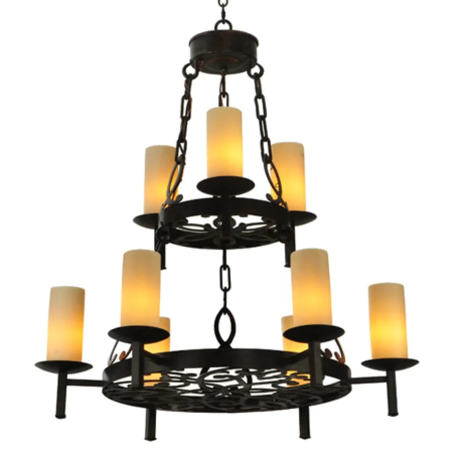 Meyda Tiffany Newcastle 9 Light 33" Wide Pillar Candle Style Chandelier - Image 1