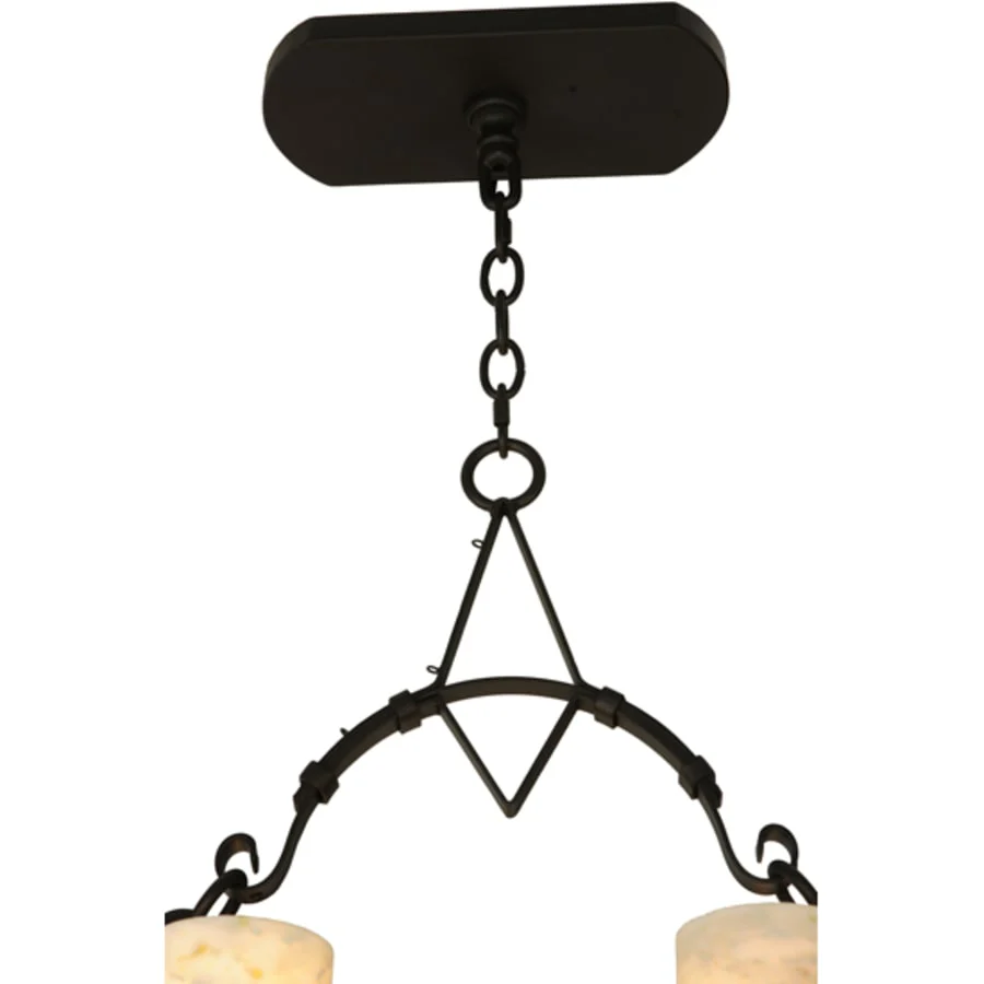 Meyda Tiffany Tudor 15 Light 60" Wide Pillar Candle Style Chandelier with Amber Jadestone Shades - Wrought Iron Finish - Image 3