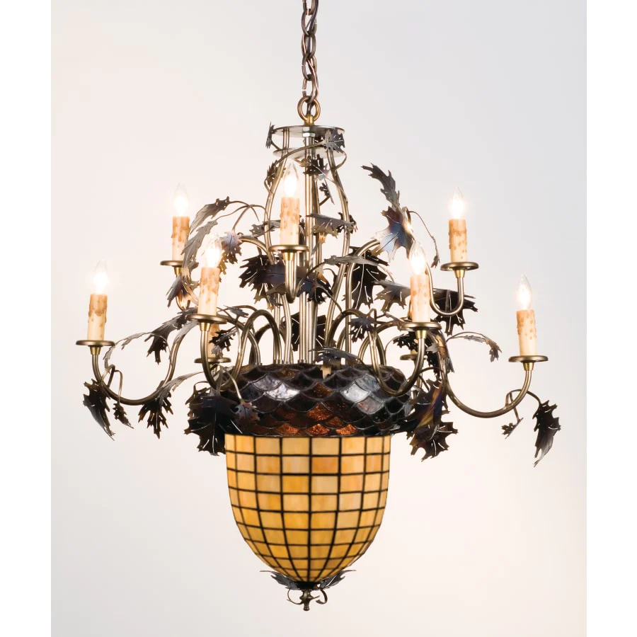 Meyda Tiffany 28.5" W Greenbriar Oak 9 Arm Chandelier - Image 1